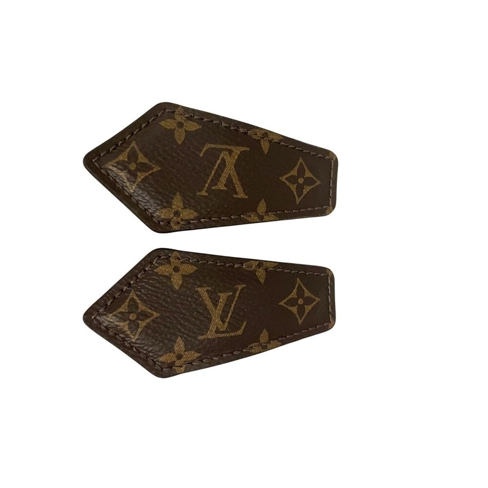 Louis Vuitton Monogram Leather & Gold Metal Shoe Clips - Picture 1 of 3
